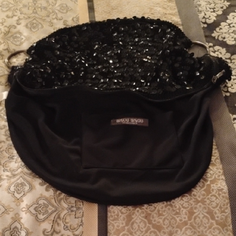Bisou Bisou Black Sequin Shoulder Bag-VINTAGE - Picture 3 of 3